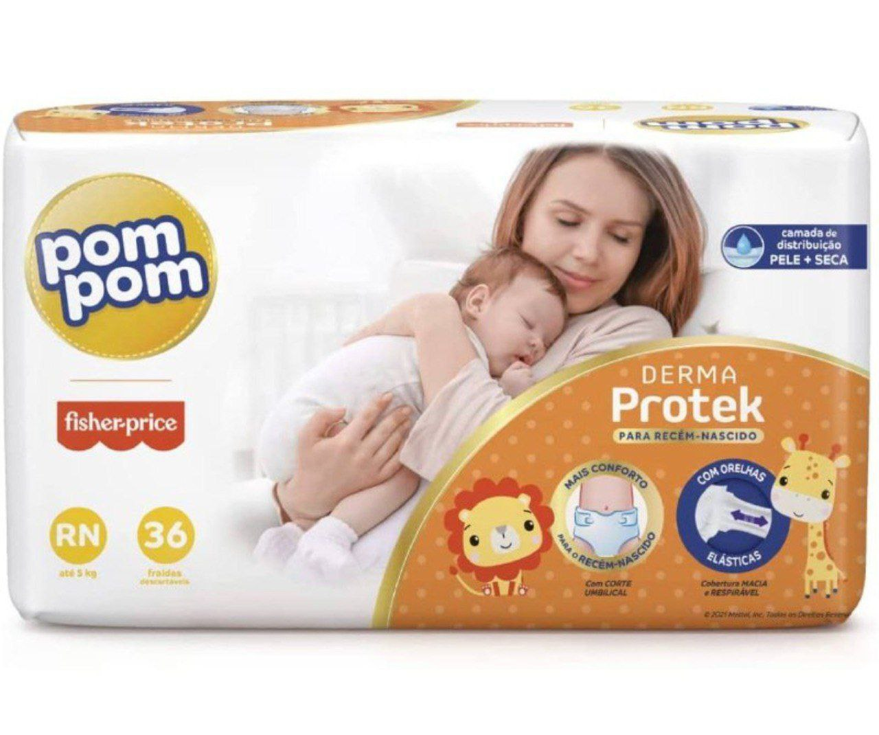 Fralda Pom Pom Derma Protek, RN com 36