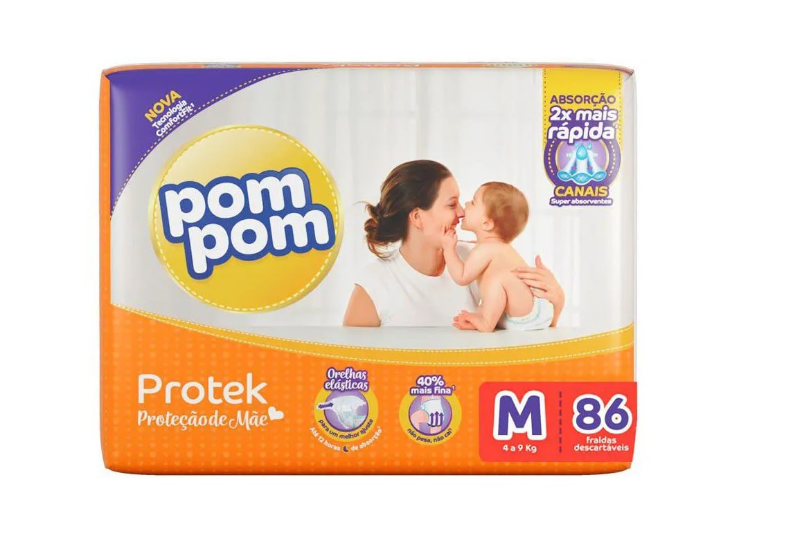 Fralda Pom Pom Protek Hiper M 86 unidades