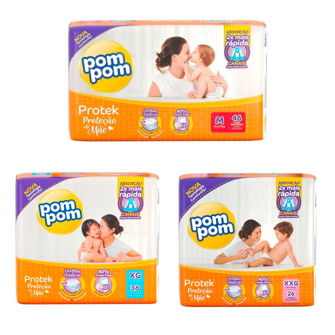 Fralda Pom Pom Protek Proteção De Mãe Mega