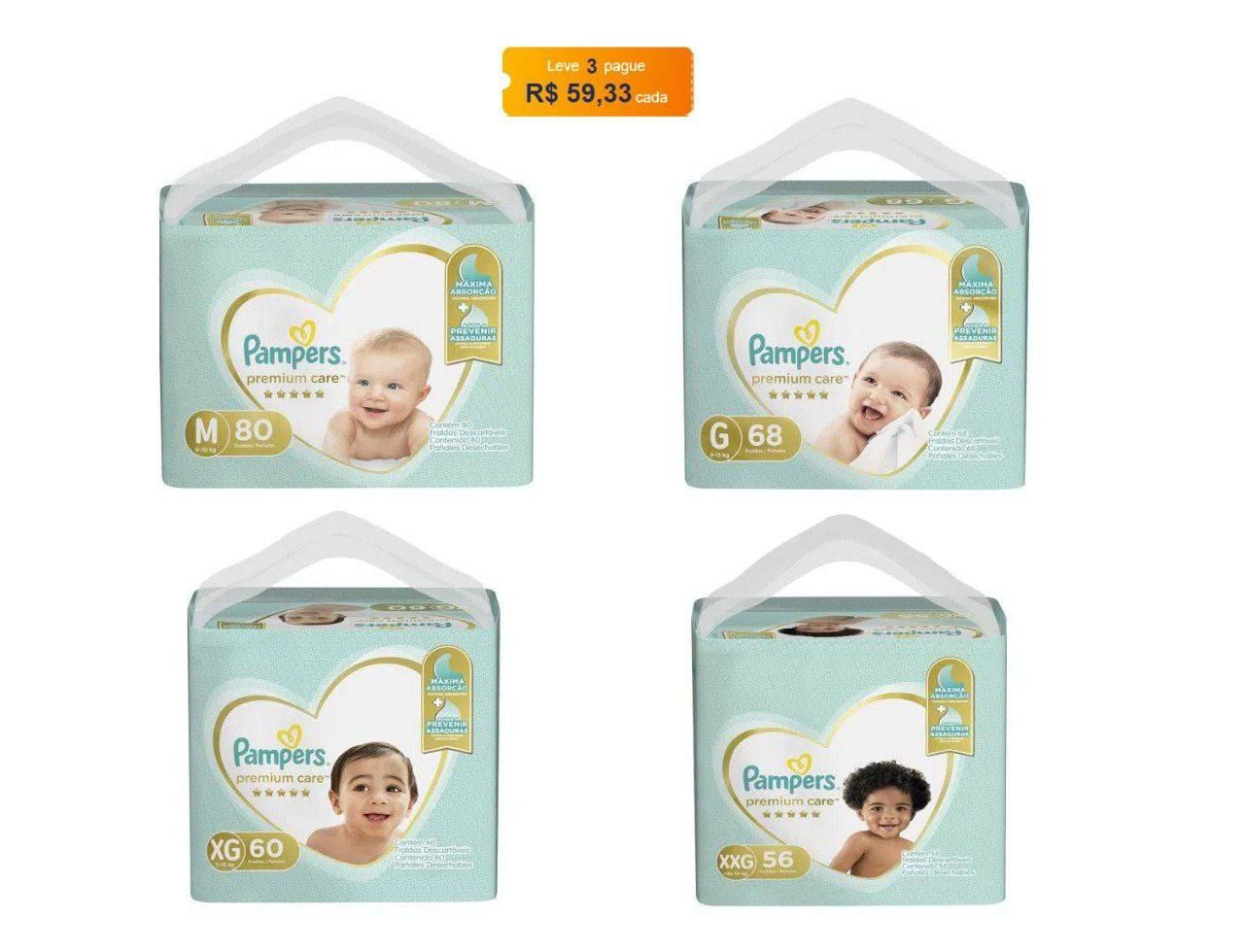 Fraldas Pampers Premium Care