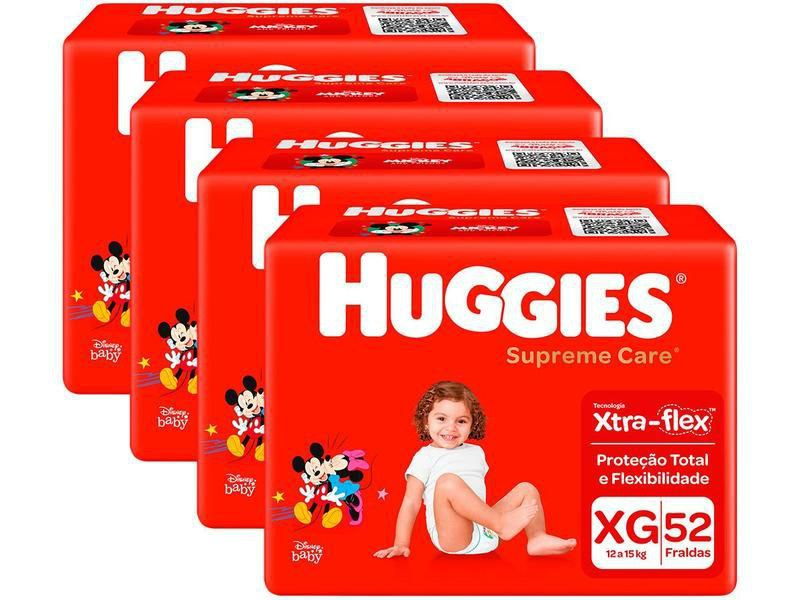 🔥🔥 *Kit 4 pacotes de Fraldas Huggies Supreme Care*