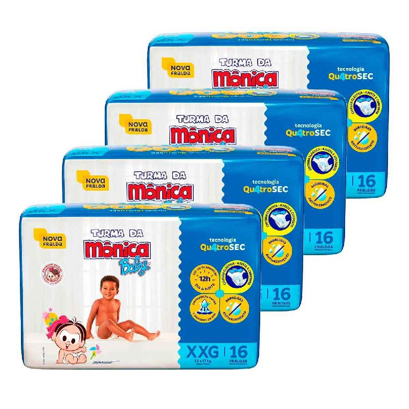 *Kit de Fraldas Infantil Turma Da Mônica Jumbo XG - 80 unidades*