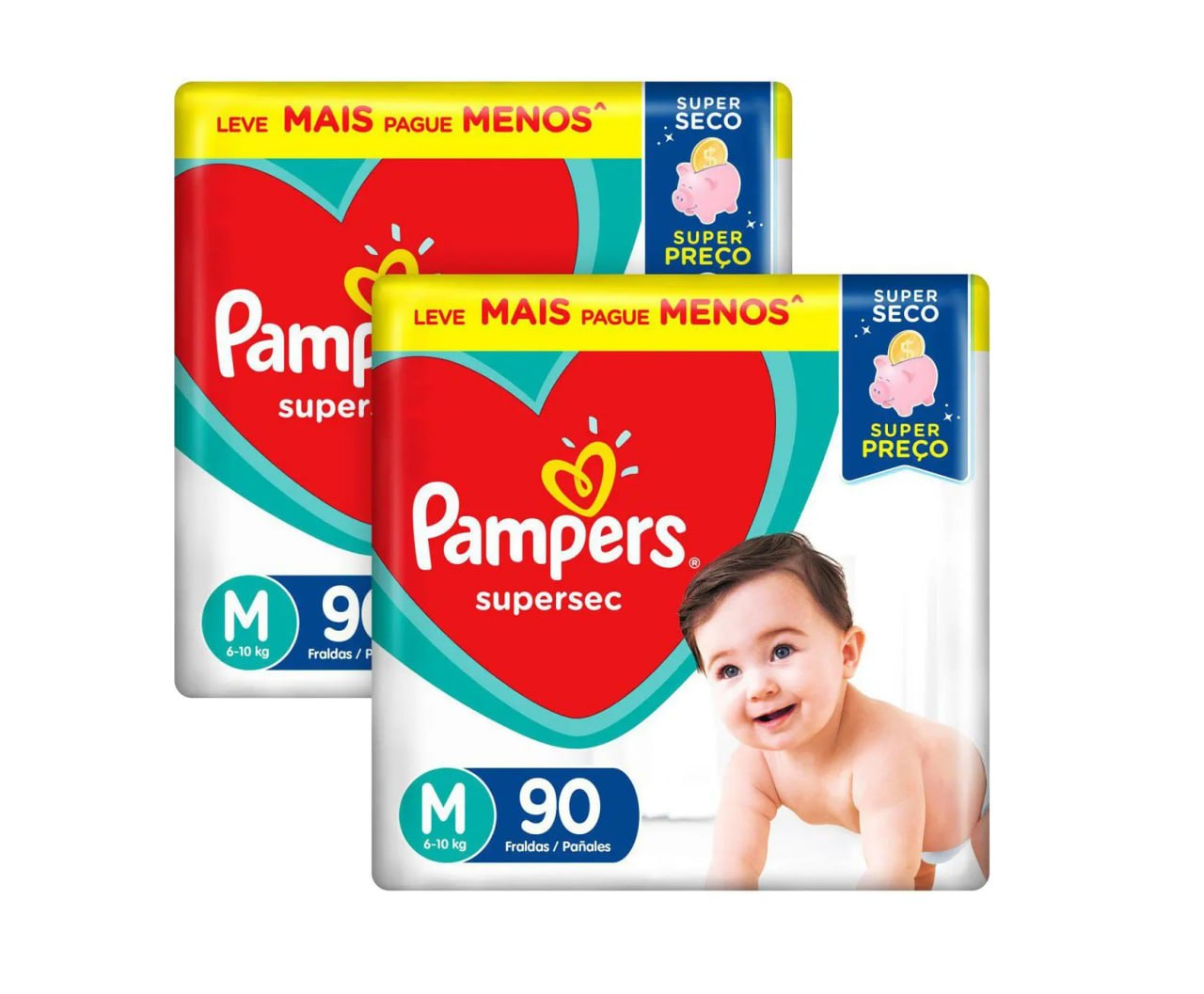 Kit Fralda Pampers Supersec M 180 unidades