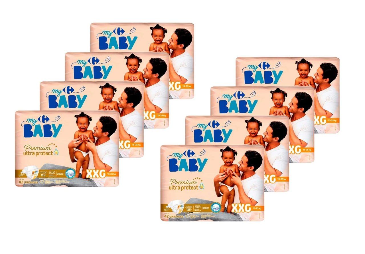 Kit Fraldas Carrefour My Baby XXG 168 Unidades
