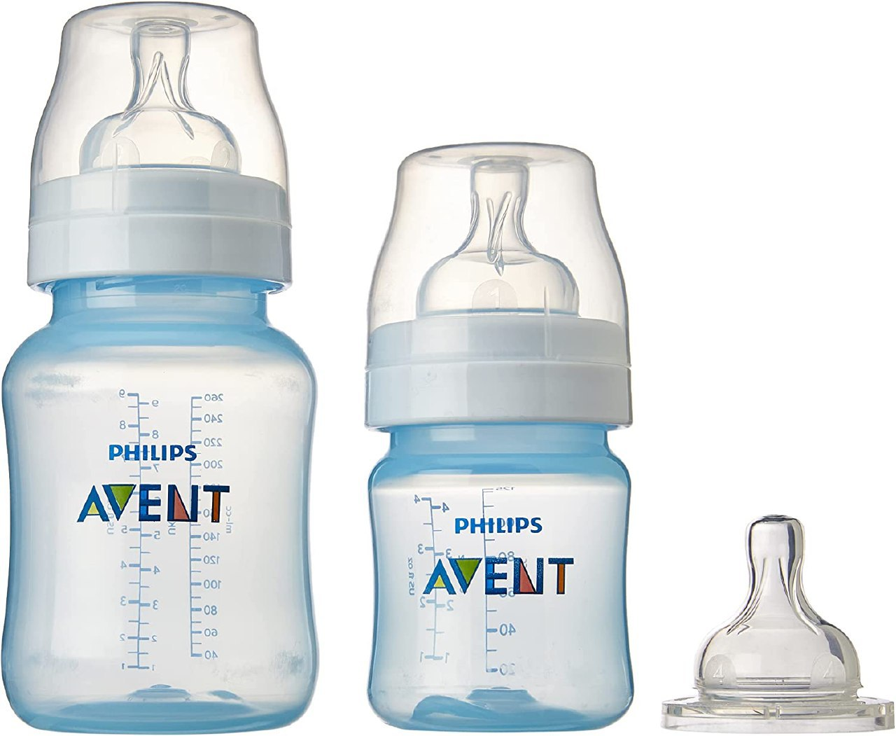 Kit Mamadeiras Anti Colica 125 e 260ml Azul + bico extra - Philips Avent