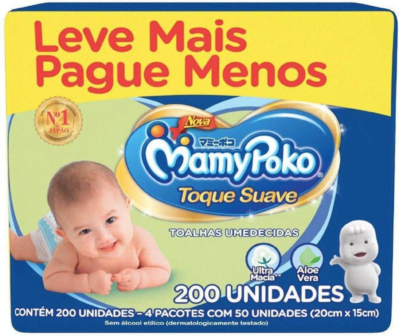 Lenço Infantil Mamypoko Toque Suave, 200 Unidades (4 pacotes)