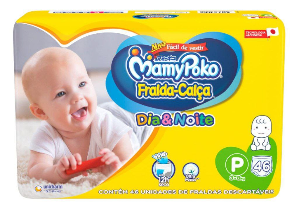 MamyPoko Fralda-Calça Dia & Noite Tamanho P 46, Branco