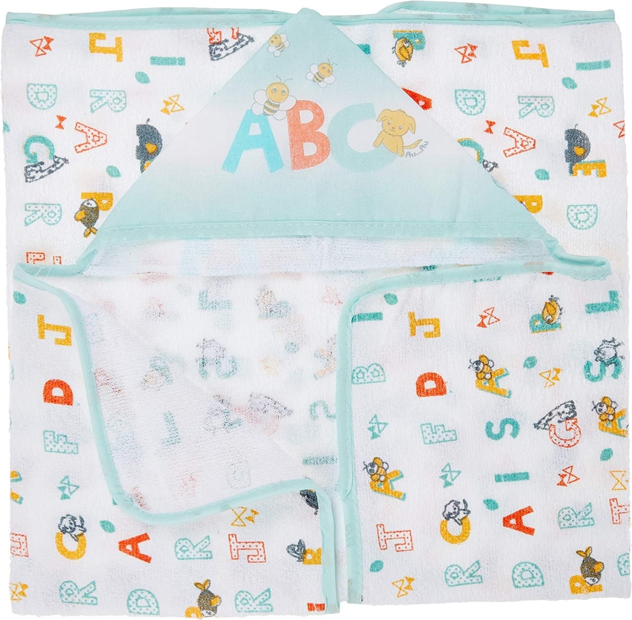 Papi Textil 0917137401 Toalha Felpuda Estampada com Capuz, 90 x 70 cm, Verde Letras