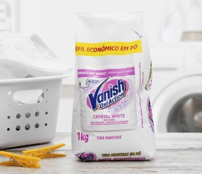 Tira Manchas Em Pó Crystal White Oxi Action Refil Econômico para roupas brancas, Vanish, 1 Kg