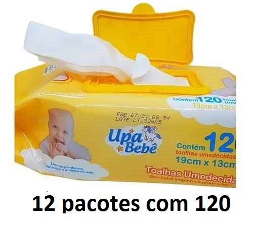 Toalhas Umedecidas Upa Bebê com 12 Pacotes com 120 unidades