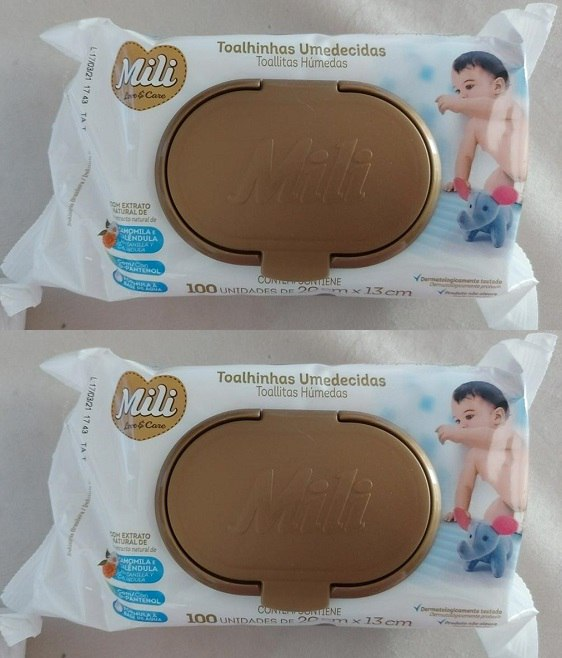 Toalhinhas Umedecidas Mili Love e Care 100 Unidades