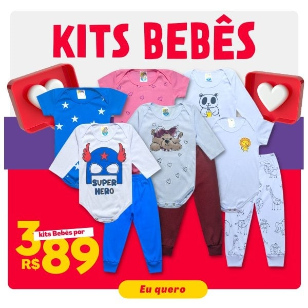 3 Kits Bebês Por R$89