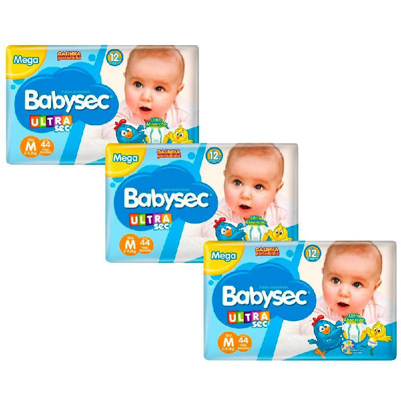 Fralda Babysec UltraSec Galinha Pintadinha M - Kit com 132 Unidades