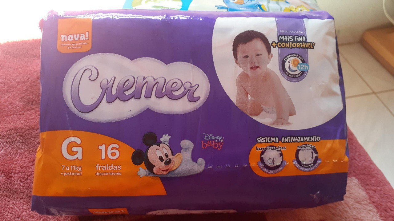 - Fralda Cremer , G, Jumbinho, pacote de 16 (Embalagem pode variar)