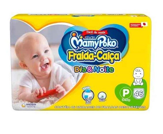 Fralda Mamypoko Calça Dia & Noite Mega Tamanho P Com 46 Unidades