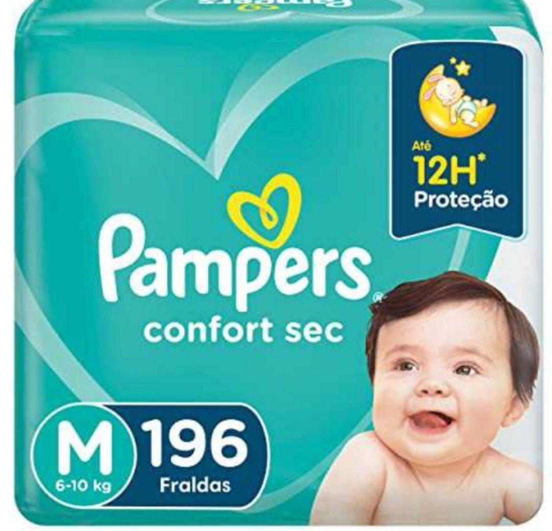 Fralda Pampers Confort Sec M 196 Unidades, Pampers