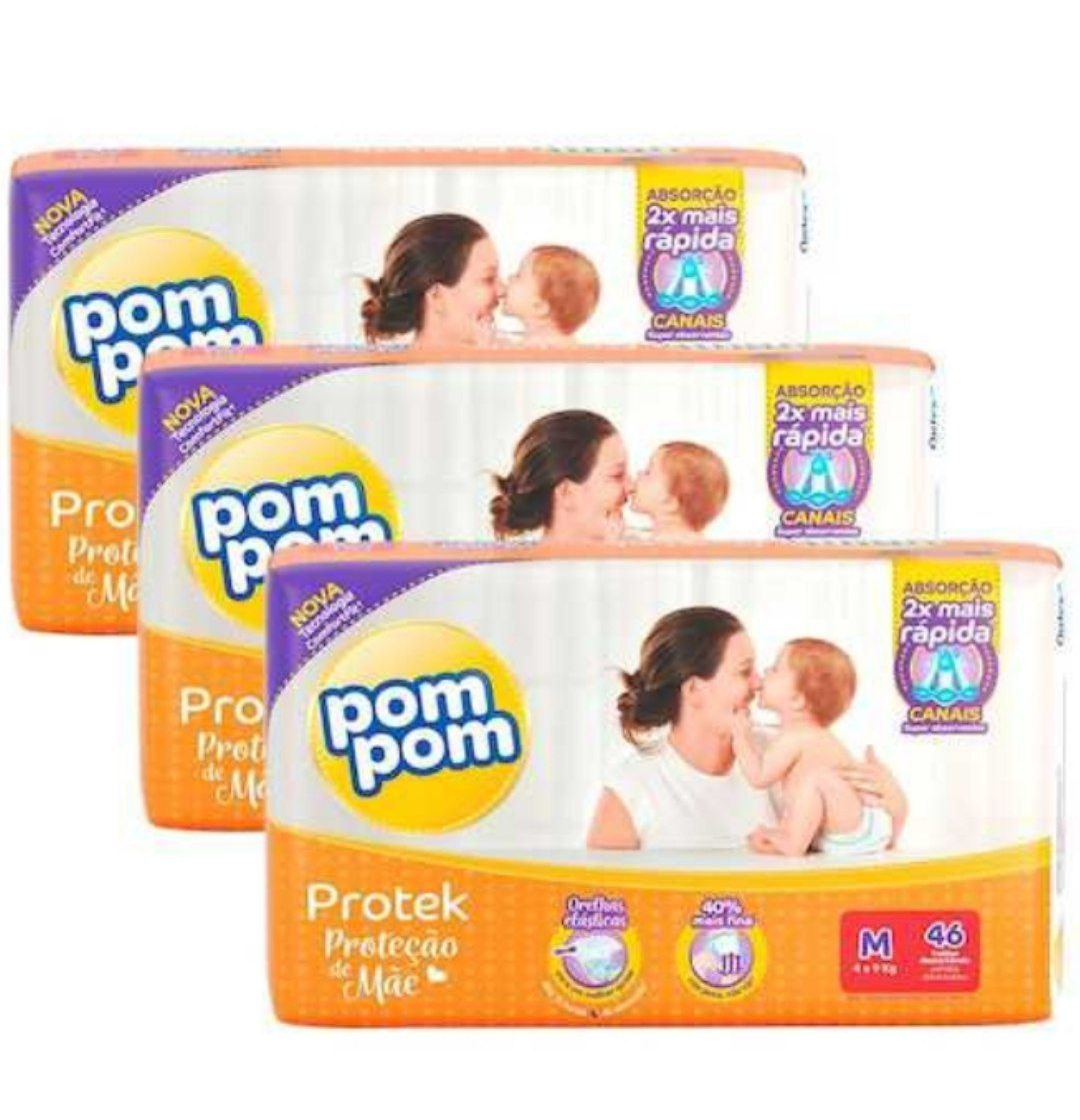 Fralda Pom Pom Protek Proteção de Mãe Mega com 138 Unidades - Tamanho M