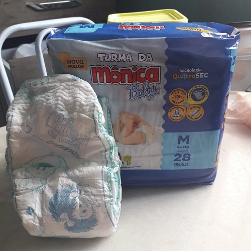 Fralda Turma da Monica Baby Jumbo com 28 Unidades, Turma da Mônica Baby, Azul, Médio