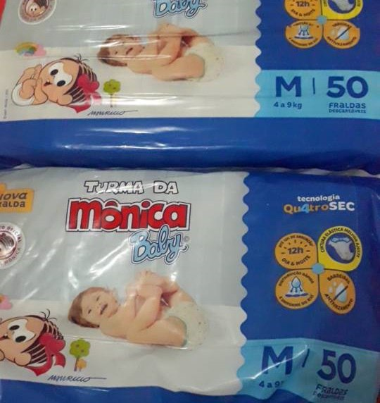 Fralda Turma da Monica Baby Mega M 50 Unidades, Turma da Mônica Baby, Azul, M