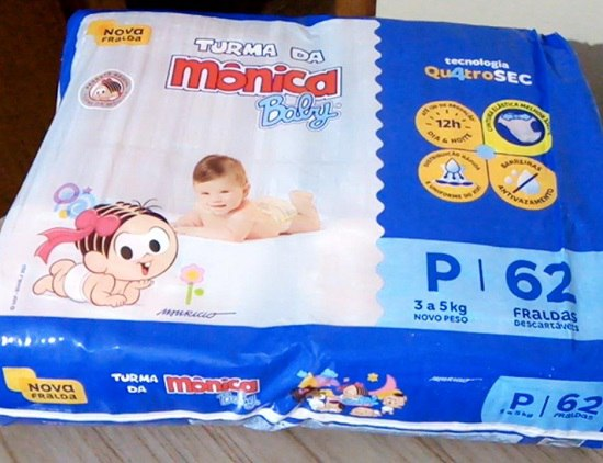 Fralda Turma da Monica Baby Mega P 62 Unidades