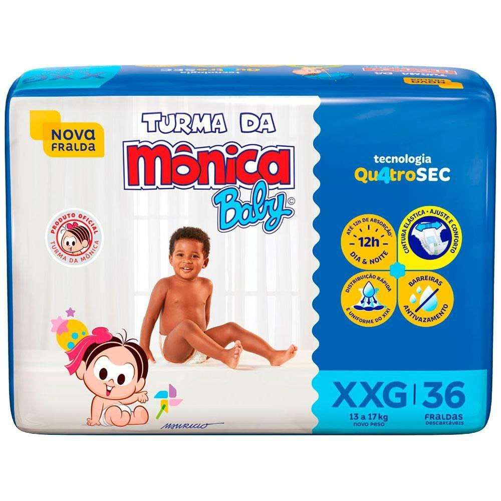 Fralda Turma da Mônica Baby Mega XXG - 36 Unidades