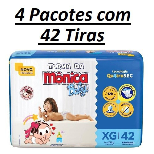 Fralda Turma da Mônica Tamanho XG total 168 unidades