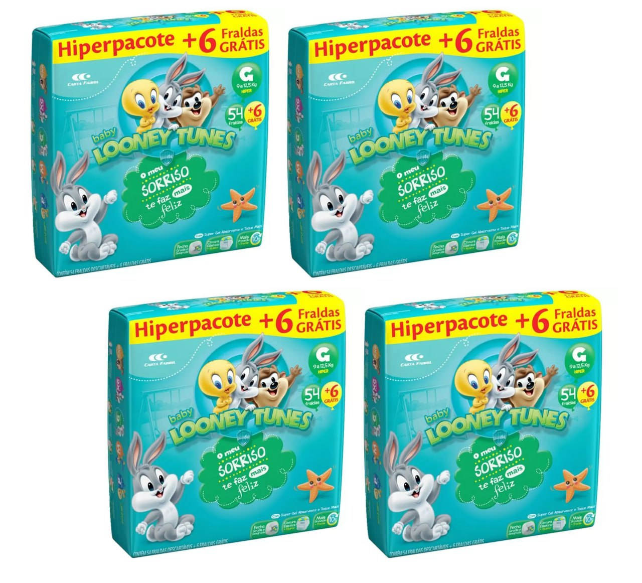 Fraldas Looney Tunes Hiper G 240 Unidades