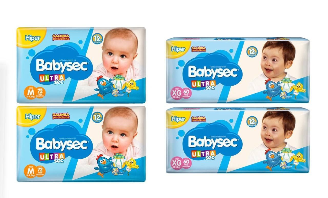 Kit C/ 2 Pcts de Fralda Babysec UltraSec Galinha Pintadinha (M-XG)
