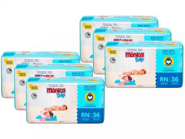 Kit Fralda Turma da Mônica Baby Tam. RN até 4,5kg