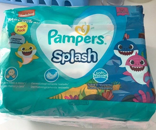 Lenços Umedecidos Pampers Splashers Baby Shark 192 Unidades