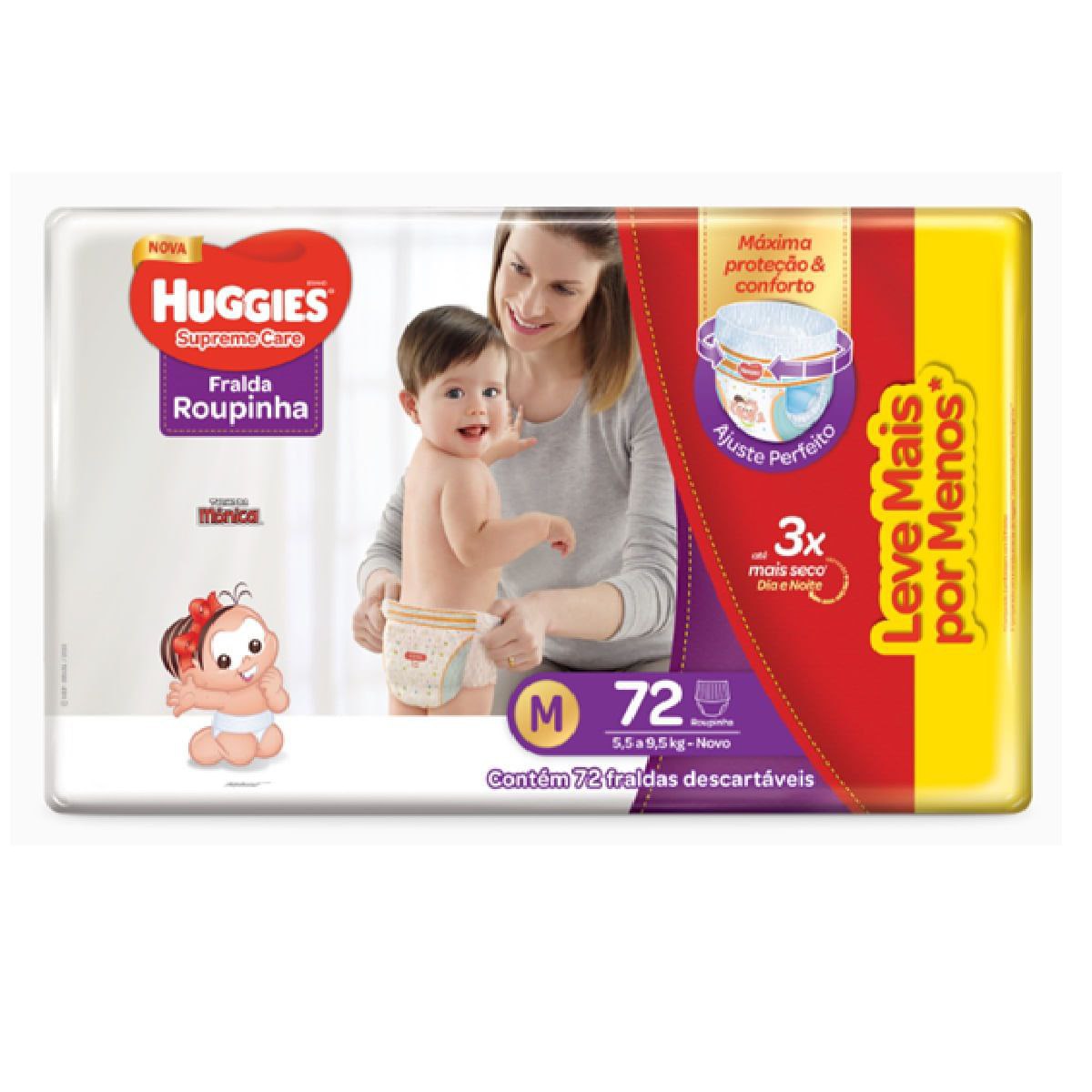 Fralda Huggies Supreme Care Hiper Roupinha Tamanho M Com 72 Unidades