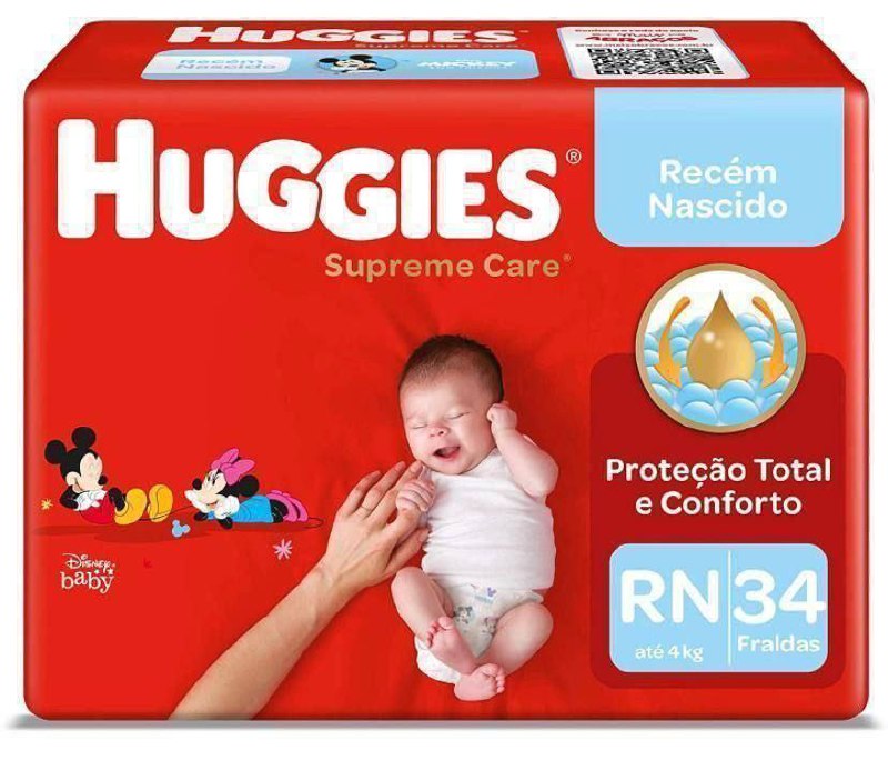 Fralda Huggies Supreme Care RN - 34 fraldas