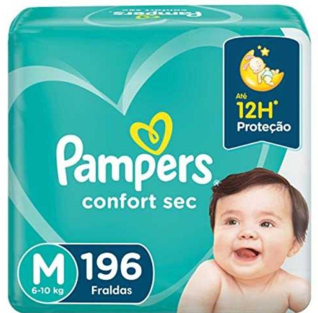 Fralda Pampers Confort Sec M 196 Unidades, Pampers