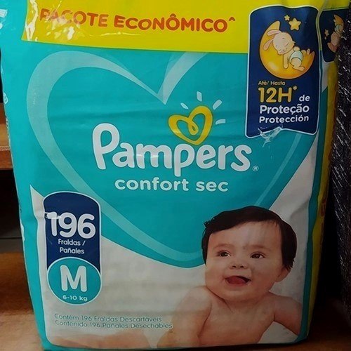 Fralda Pampers Confort Sec M com 196 Unidades
