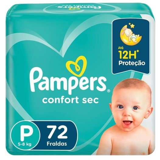 Fralda Pampers Confort Sec Super Tamanho P 72 Unidades