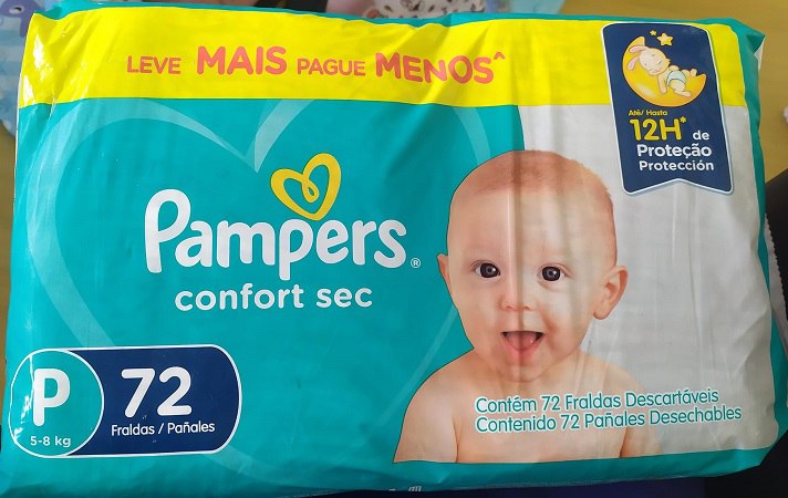 Fralda Pampers Confort Sec Super Tamanho P Com 72 Unidades Em Promoção