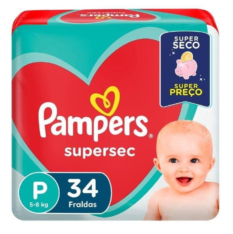 Fralda Pampers Supersec tam P 34 unidades