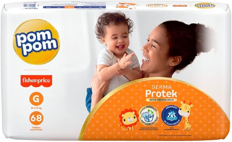 Fralda Pom Pom Derma Protek G com 68