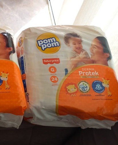 Fralda Pom Pom Protek Derma Jumbo Tamanho G com 144 Unidades