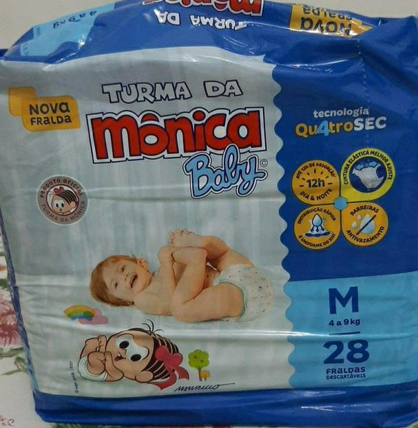Fralda Turma da Monica Baby Jumbo 28 Unidades, Turma da Mônica Baby, Azul, Médio