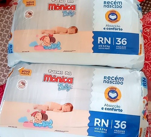 Fralda Turma da Mônica Baby Tam. RN até 4,5kg com 36 Unidades