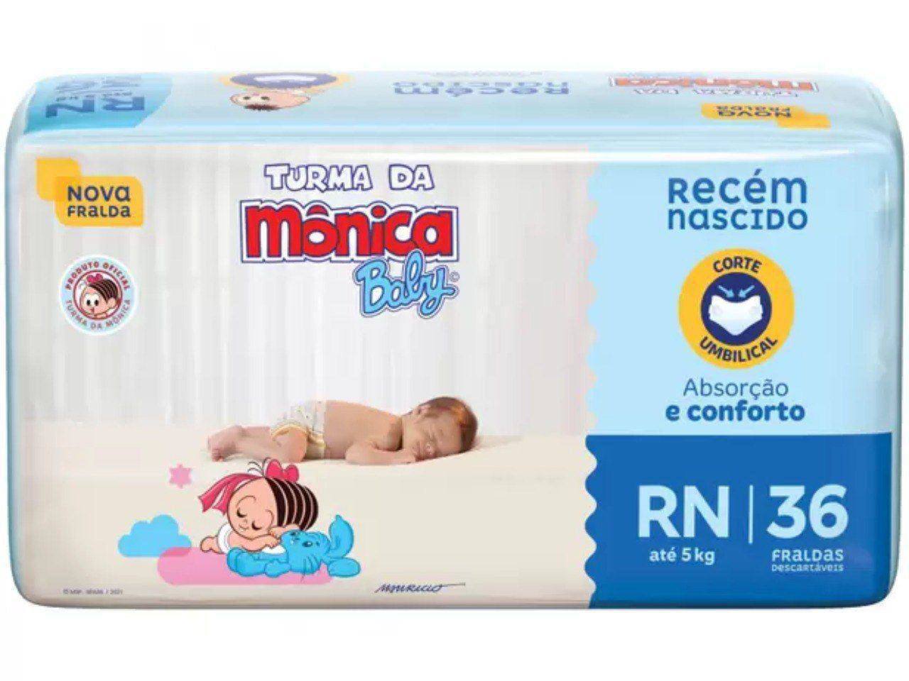 Fralda Turma da Mônica Baby Tam. RN até 5kg - 36 Unidades