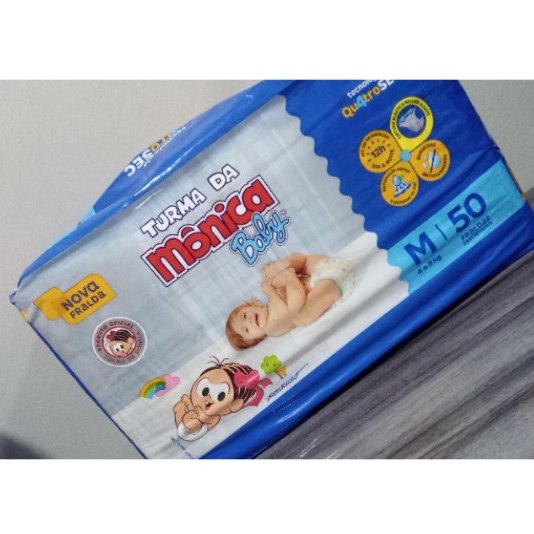 Fraldas Turma da Monica Baby Mega M 50 Unidades