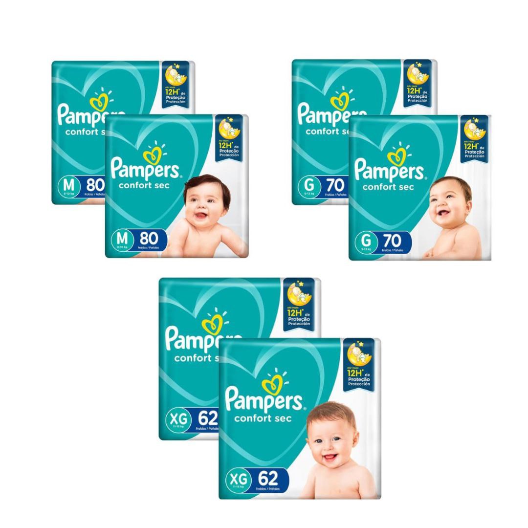 Kit com 2 pacotes - Fralda Pampers Confort Sec