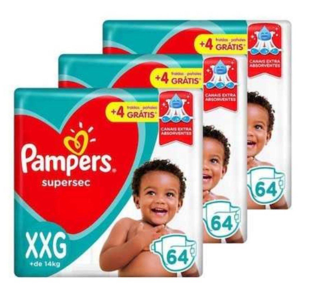 Kit de Fraldas Pampers XXG Supersec Jumbo 192 Unidades