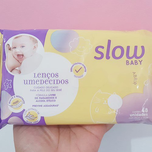 &Lenços Umedecidos Com Fórmula Suave, Pacote com 48 unidades, Linha Slow Baby, Lanossi