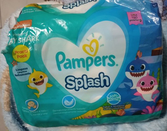 Lenços Umedecidos Pampers Splashers Baby Shark 192 Unidades*