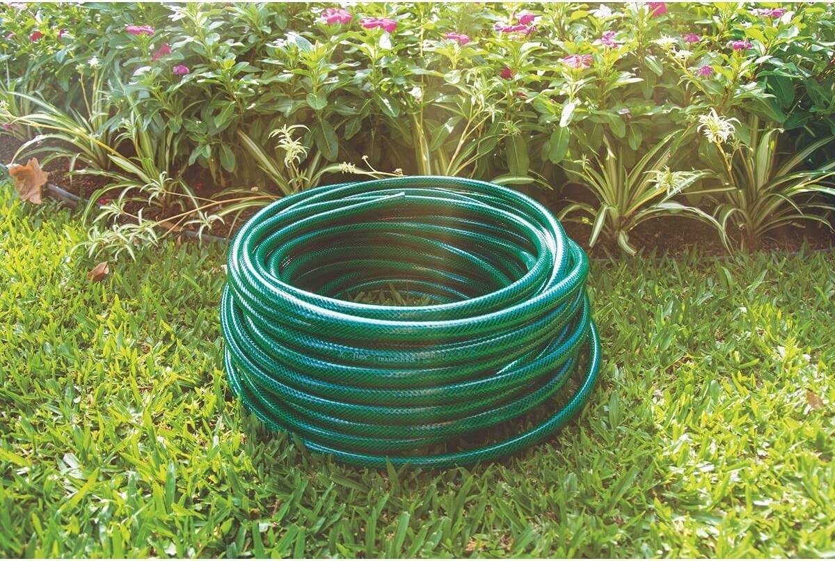 Tramontina Mangueira Flex em PVC 3 Camadas com Engates Rosqueados e Esguicho, 1/2 Polegadas, 6 m, Verde, 79172060