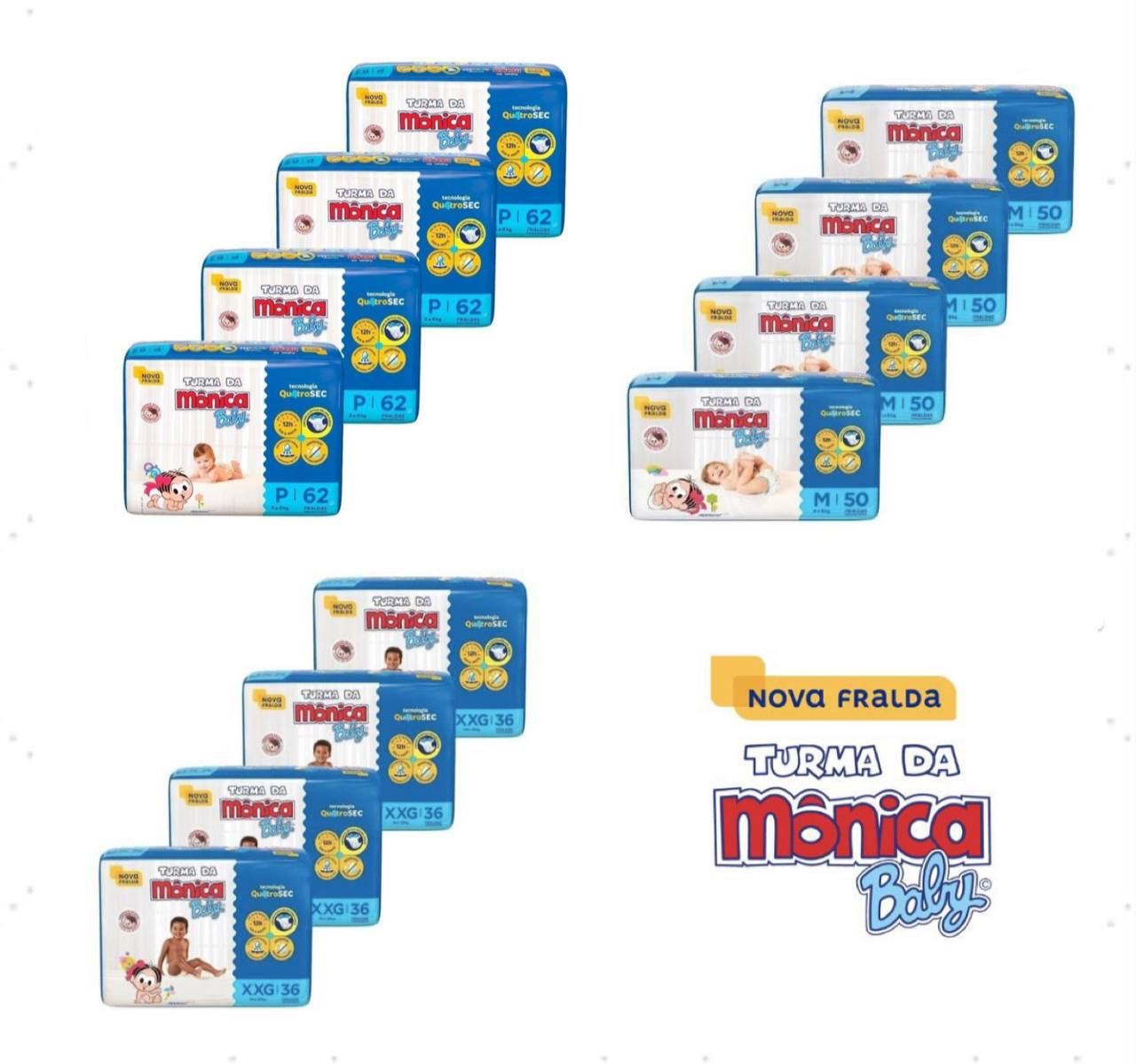 Fralda Descartável Turma da Mônica - 4 Pacotes