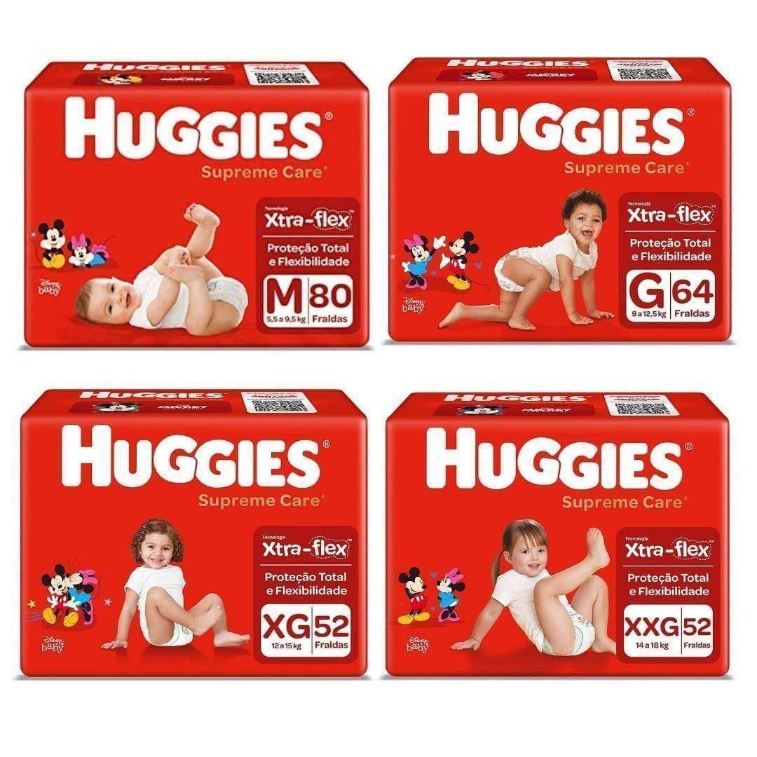 Fralda Huggies Supreme Care Tam M, G, XG e XXG